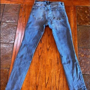 Full length, medium wash, high rise skinny jeans from Kensie Jeans website.